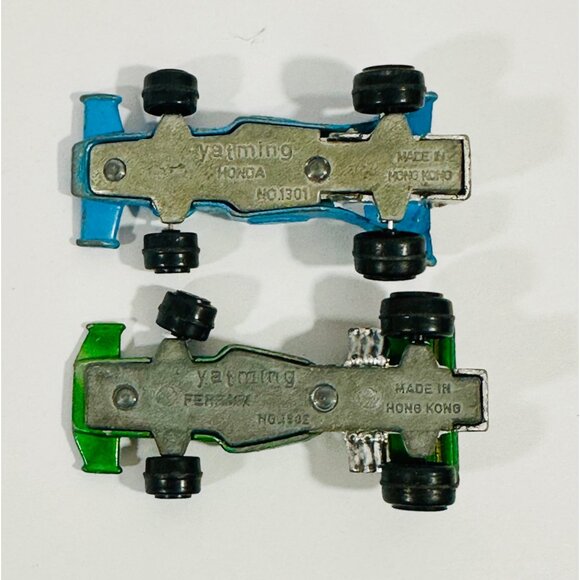 Yatming Green Ferrari Formula Car Exxon No 2 & Yatming Blue Honda No 1301 Shell - Picture 11 of 11